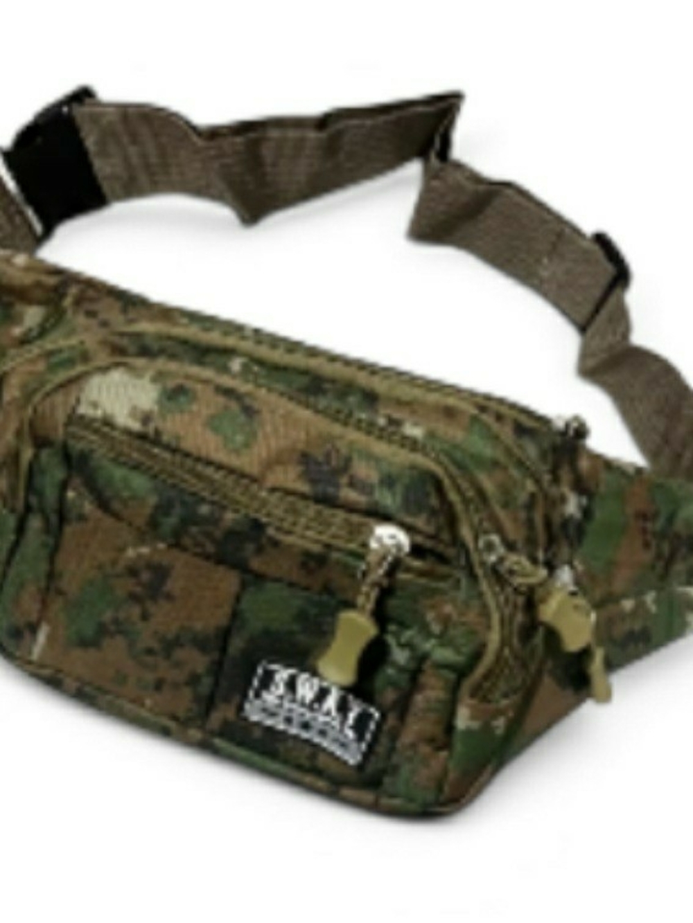 Canvas green waist bag with four zippers adjustable shoulder strap. New